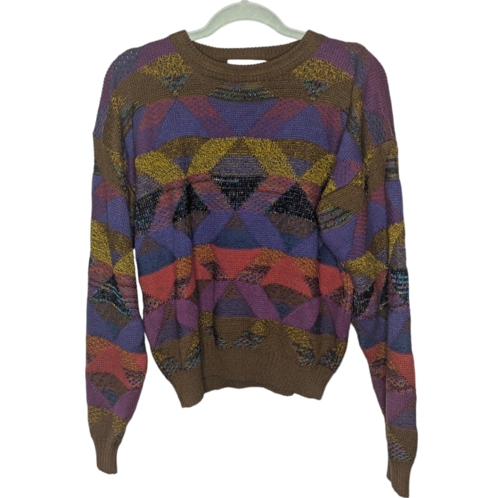 Vintage Expressions Worldwide 1990s Geometric Pattern Colorblock sweater medium